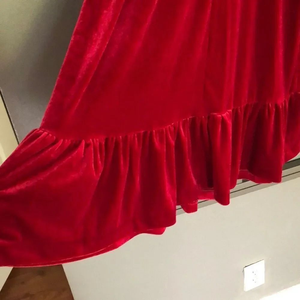 NWT Calvin Klein red velvet sleeveless dress with ruffle size 10 - Picture 5 of 5